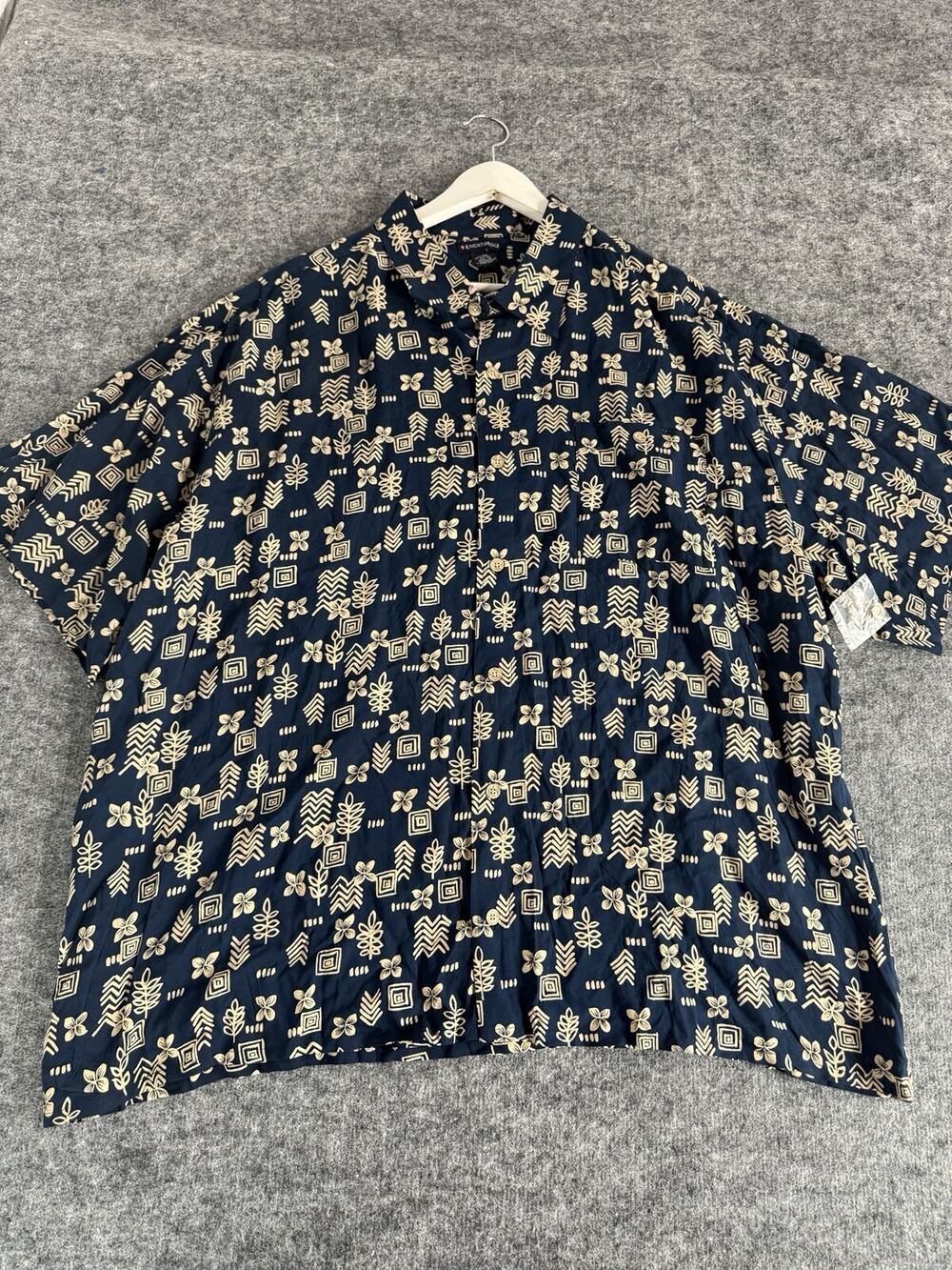 Knightsbridge Hawaiian Shirt Men 3X Big 3XL Floral Blue Aloha Camp Rayon A4